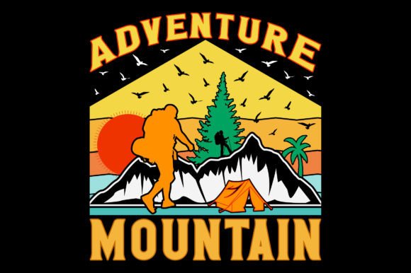 Adventure Mountain Hiking T-Shirt Design: Graphics & T-Shirt Designs