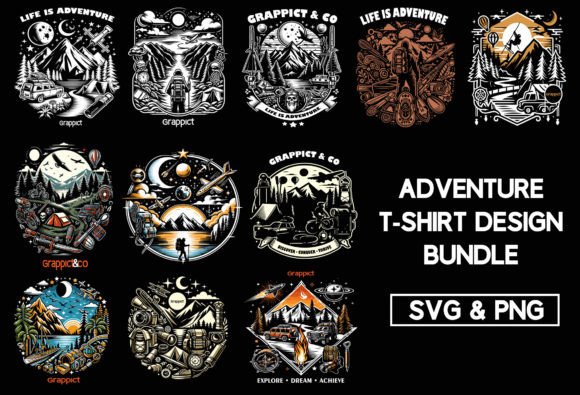 Adventure T-Shirt Design Bundle: Graphics and Illustrations for Crafters