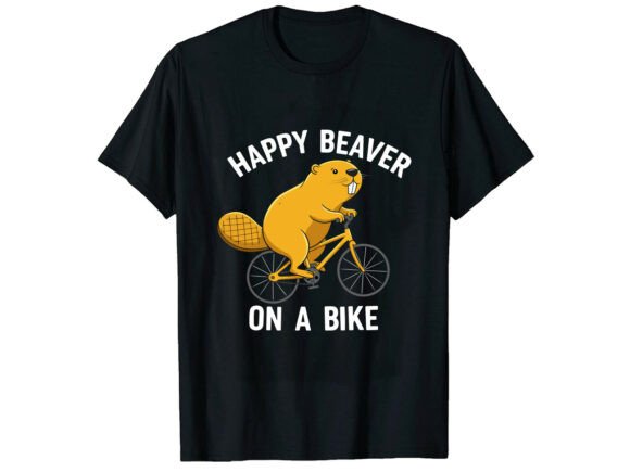 Beaver on a Bike Funny T-Shirt Design Graphics
