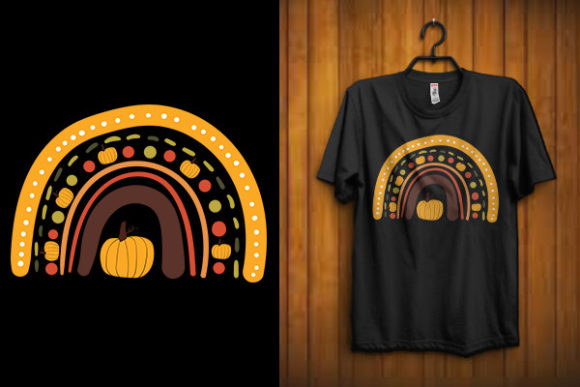 Boho Pumpkin Rainbow T Shirt Design