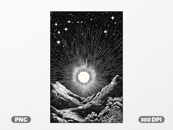 Cosmic Mountain Vista Graphics for T-Shirt Designs