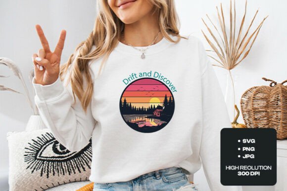 Drift and Discover Retro Lake SVG Graphics