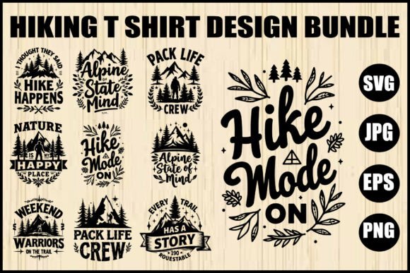 Hiking T-Shirt Design Bundle: Graphics for Outdoor Adventures