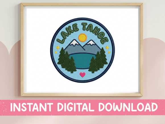 Lake Tahoe Mountain Badge SVG for Graphics and T-Shirt Designs