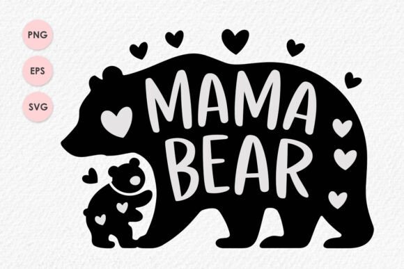 Mama Bear Silhouette T-Shirt Design PNG