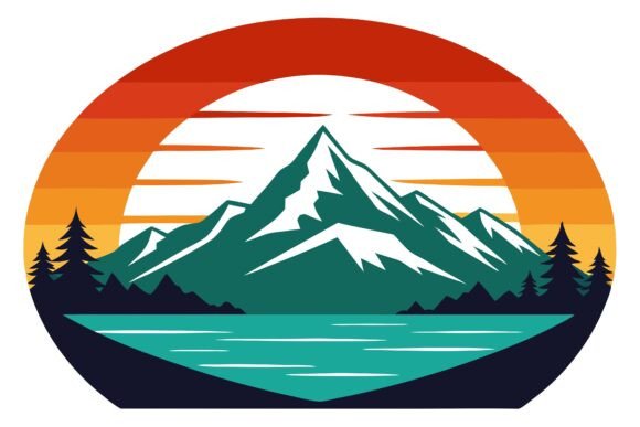 Mountain Lake Retro T-Shirt Design SVG
