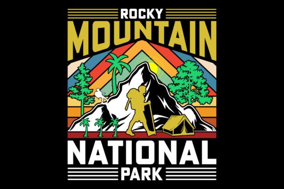 Rocky Mountain Vintage Hiking T-Shirt Graphics
