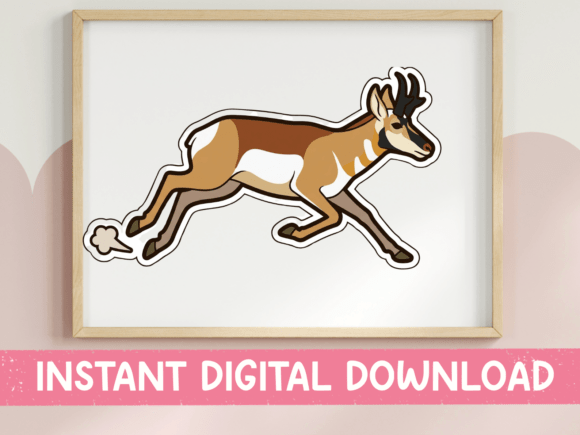 Running Pronghorn Antelope Sticker: Graphics for T-Shirt Designs