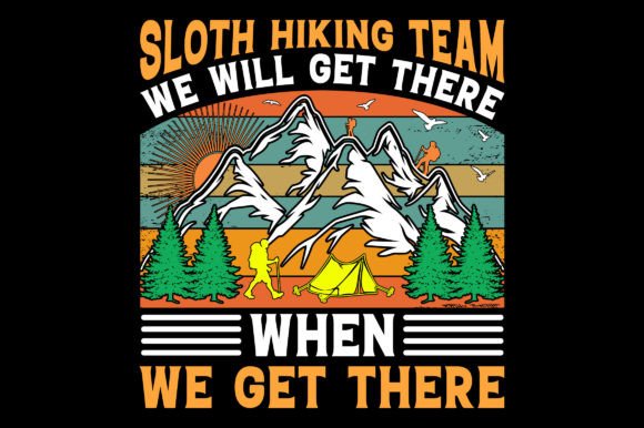 Sloth Hiking Retro Adventure SVG T-Shirt Graphics