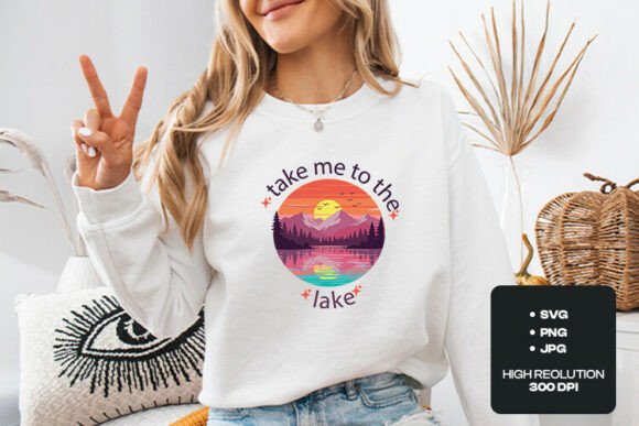 Take Me to the Lake Sunset SVG Graphics