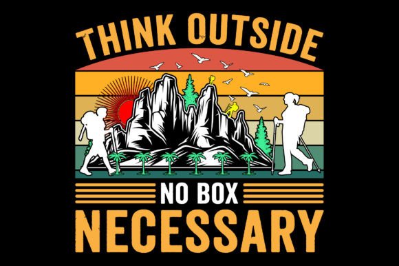 Think Outside Vintage Hiking T-Shirt SVG Graphics