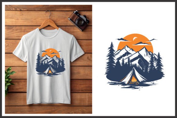 Vintage Mountain Camping Adventure Tee Graphics